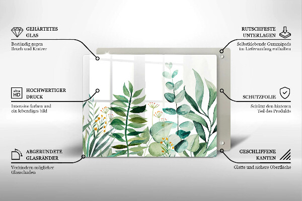 Üveg vágódeszka Növény levelek illusztráció