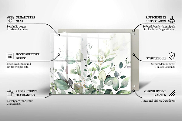 Üveg vágódeszka Akvarell növények
