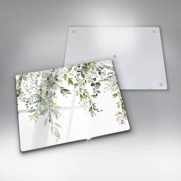 Üveg vágódeszka Dekoratív levelek és virágok