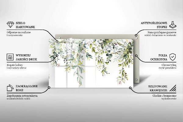 Üveg vágódeszka Dekoratív levelek és virágok