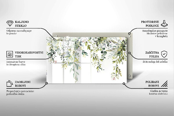 Üveg vágódeszka Dekoratív levelek és virágok