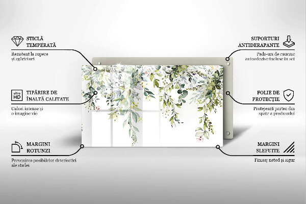 Üveg vágódeszka Dekoratív levelek és virágok