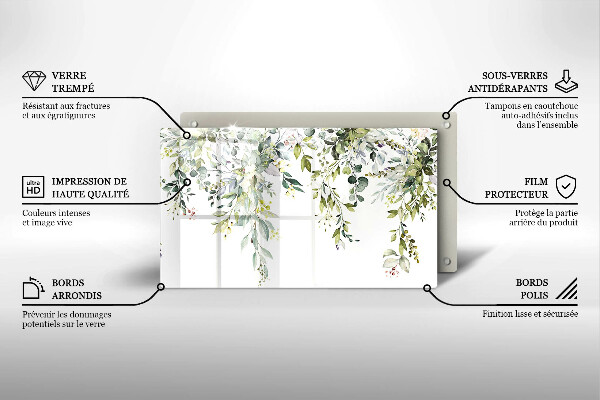 Üveg vágódeszka Dekoratív levelek és virágok