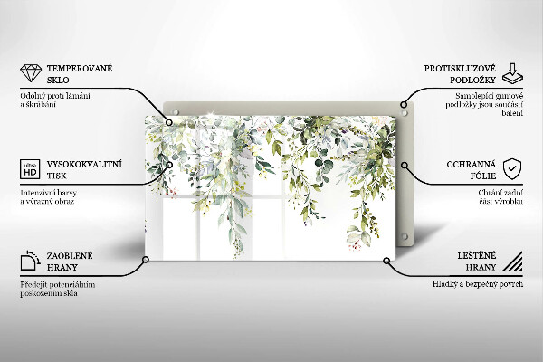 Üveg vágódeszka Dekoratív levelek és virágok