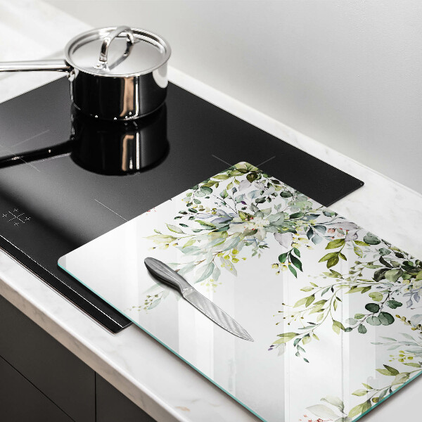 Üveg vágódeszka Dekoratív levelek és virágok