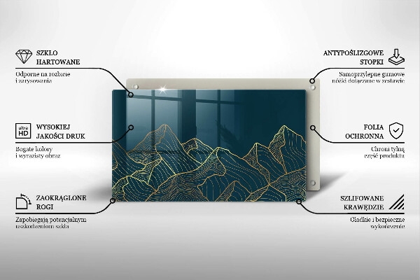 Üveg vágódeszka Absztrakt hegyek
