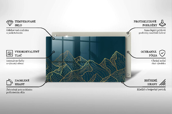 Üveg vágódeszka Absztrakt hegyek