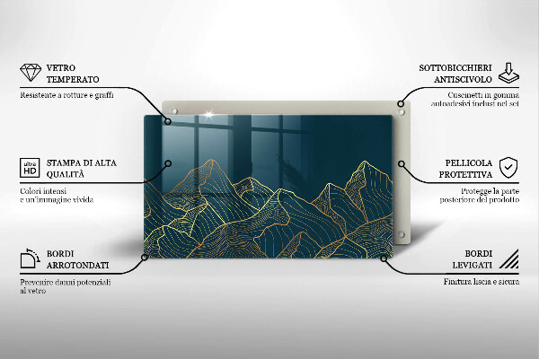 Üveg vágódeszka Absztrakt hegyek