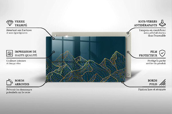 Üveg vágódeszka Absztrakt hegyek