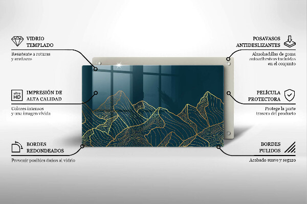 Üveg vágódeszka Absztrakt hegyek