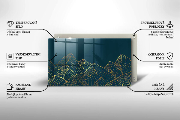 Üveg vágódeszka Absztrakt hegyek