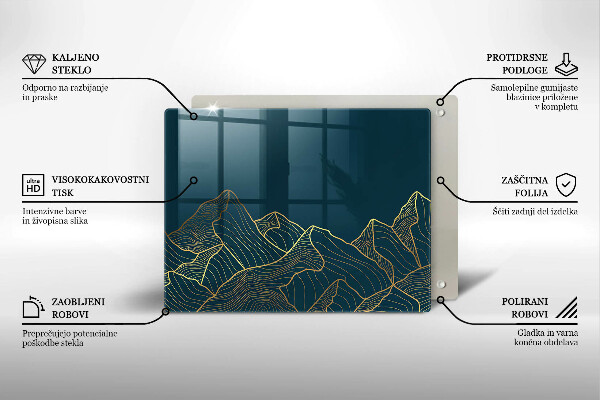 Üveg vágódeszka Absztrakt hegyek
