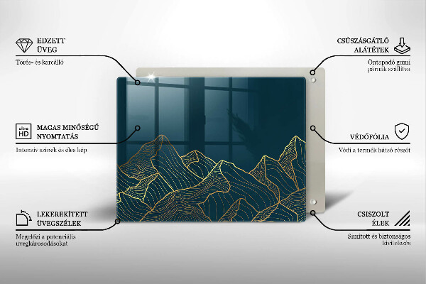 Üveg vágódeszka Absztrakt hegyek