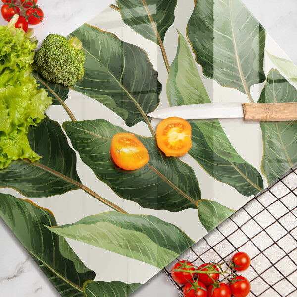 Üveg vágódeszka Banán levelek