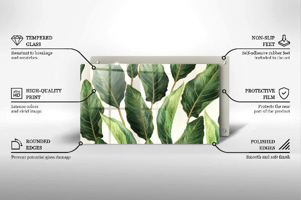 Üveg vágódeszka Banán levelek