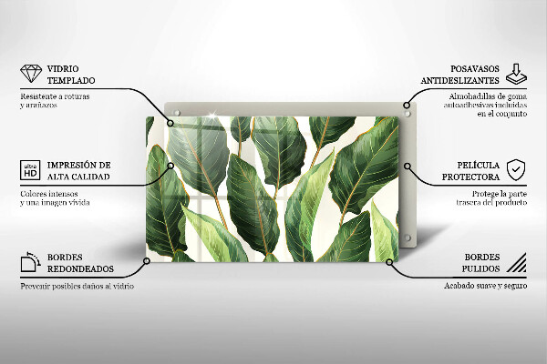 Üveg vágódeszka Banán levelek