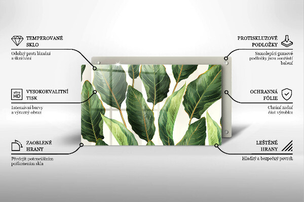 Üveg vágódeszka Banán levelek