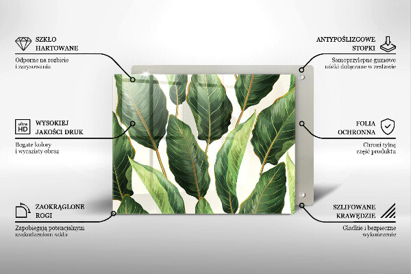 Üveg vágódeszka Banán levelek