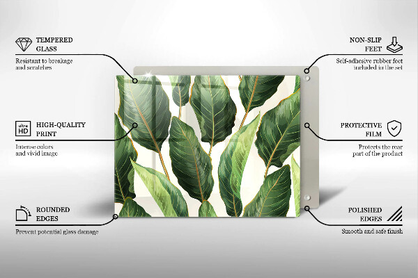 Üveg vágódeszka Banán levelek