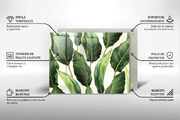 Üveg vágódeszka Banán levelek