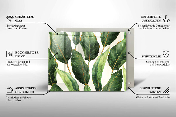 Üveg vágódeszka Banán levelek