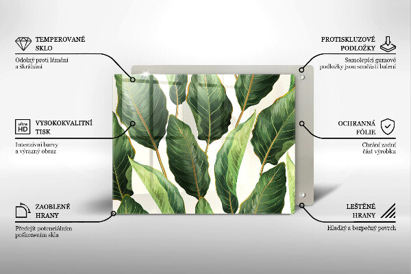Üveg vágódeszka Banán levelek