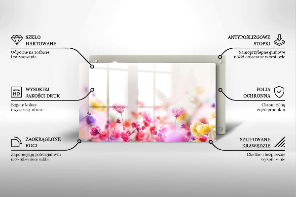 Üveg vágódeszka Virágos rét