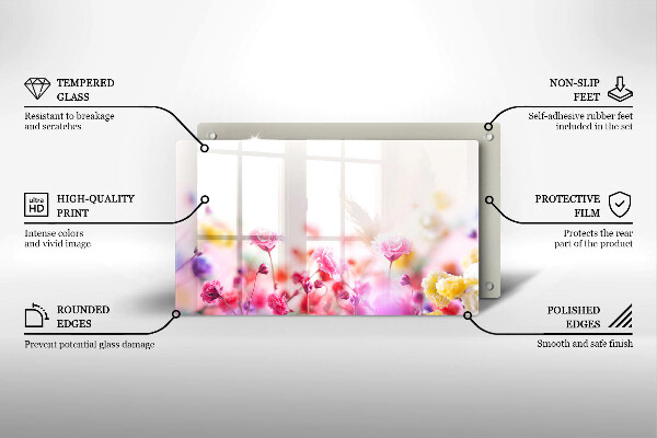 Üveg vágódeszka Virágos rét