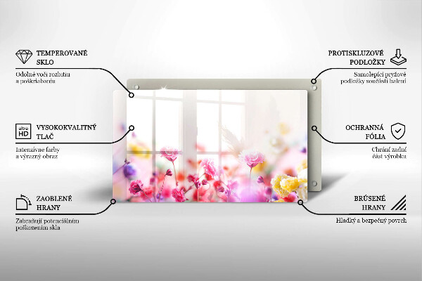 Üveg vágódeszka Virágos rét