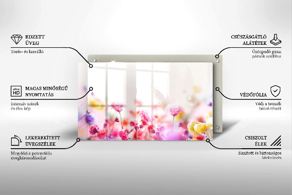 Üveg vágódeszka Virágos rét