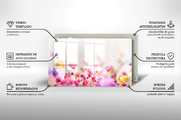 Üveg vágódeszka Virágos rét