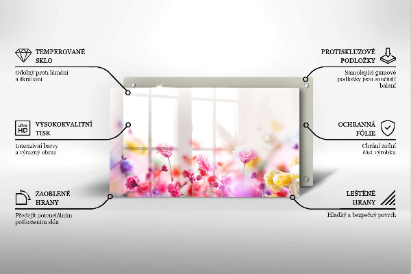 Üveg vágódeszka Virágos rét