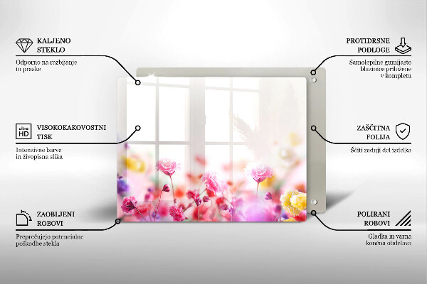 Üveg vágódeszka Virágos rét