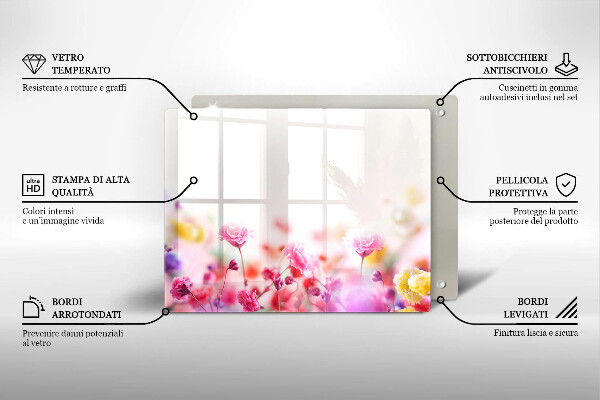 Üveg vágódeszka Virágos rét