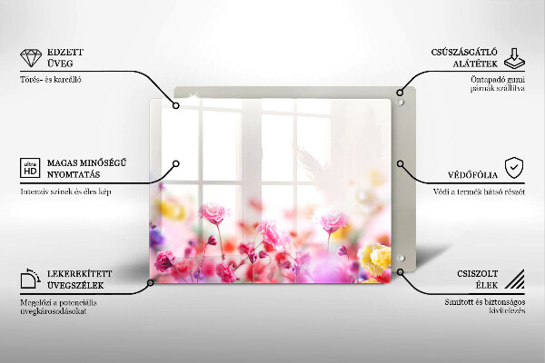 Üveg vágódeszka Virágos rét