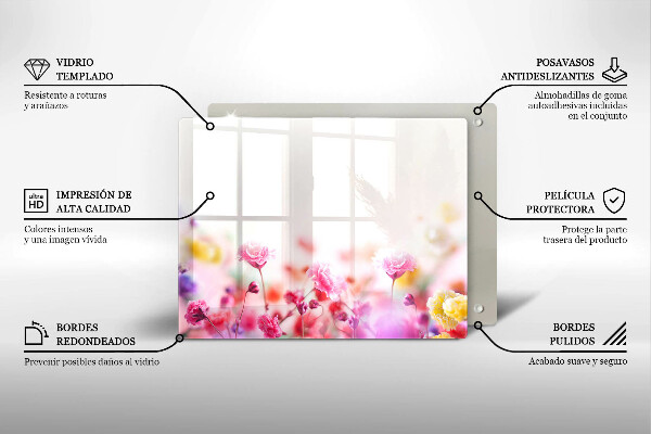 Üveg vágódeszka Virágos rét