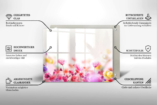 Üveg vágódeszka Virágos rét