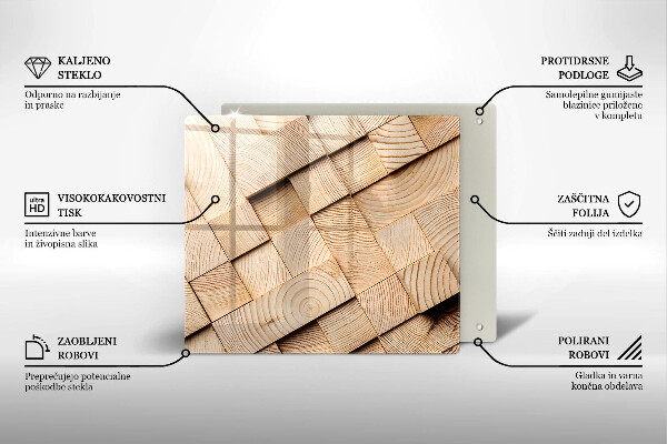 Üveg vágódeszka Fa négyzetek
