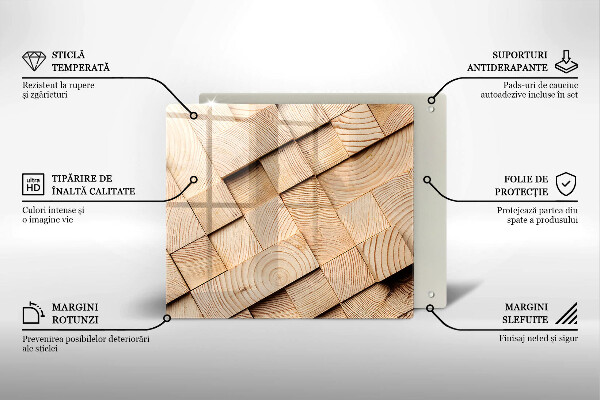 Üveg vágódeszka Fa négyzetek