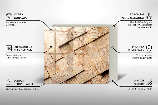 Üveg vágódeszka Fa négyzetek