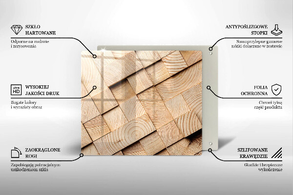 Üveg vágódeszka Fa négyzetek