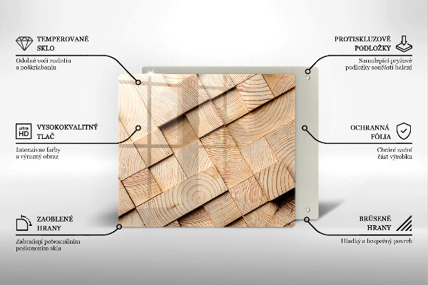 Üveg vágódeszka Fa négyzetek