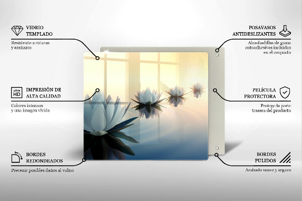 Üveg vágódeszka Liliom virágok a vízen