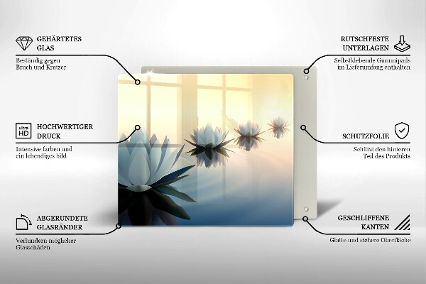 Üveg vágódeszka Liliom virágok a vízen