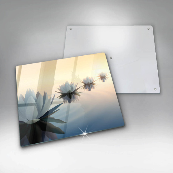 Üveg vágódeszka Liliom virágok a vízen