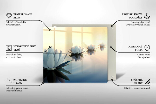 Üveg vágódeszka Liliom virágok a vízen