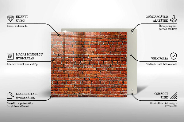 Üveg vágódeszka Téglafal fala