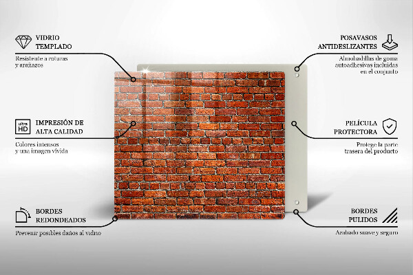 Üveg vágódeszka Téglafal fala