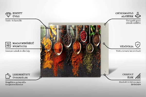 Üveg vágódeszka Fűszeres kanalak