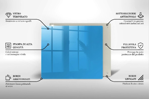 Üveg vágódeszka Kék szín